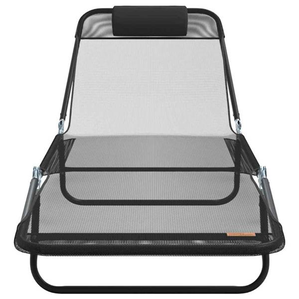 Grote foto vidaxl opvouwbare zonnebed 2 pcs zwart 182 x 55 x 85 5 cm textileen tuin en terras tuinmeubelen