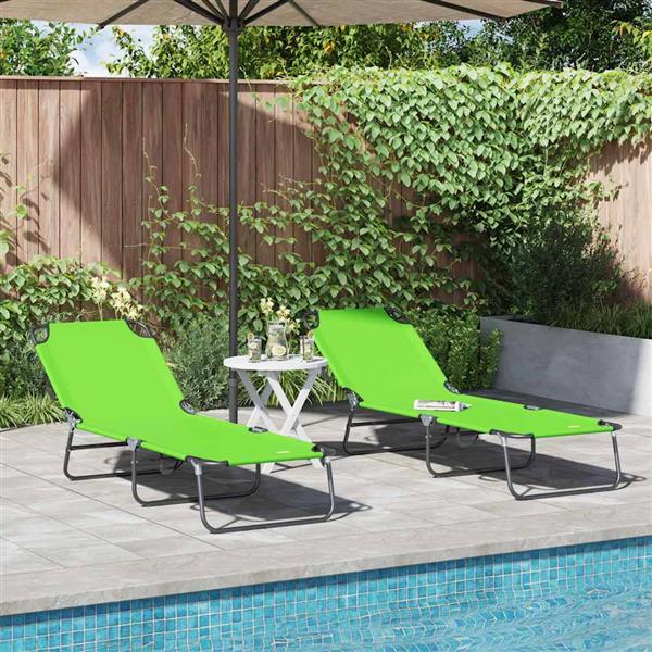 Grote foto vidaxl opvouwbare zonnebed 2 pcs groen 188 x 57 x 86 5 cm polyester tuin en terras tuinmeubelen