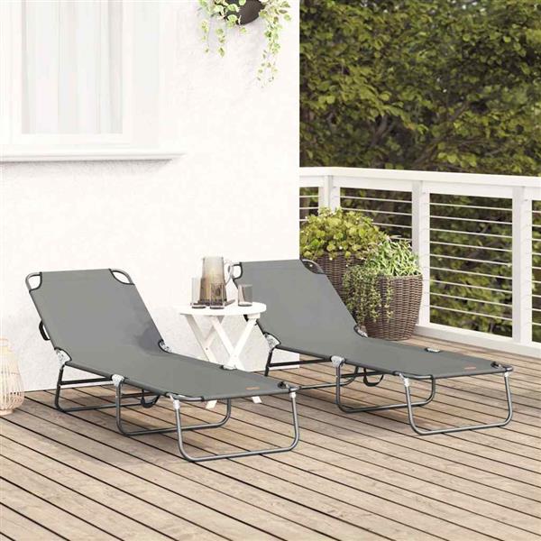 Grote foto vidaxl opvouwbare zonnebed 2 pcs grijs 188 x 57 x 86 5 cm polyester tuin en terras tuinmeubelen