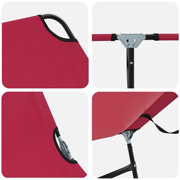 Grote foto vidaxl opvouwbare zonnebed rood 188 x 57 x 86 5 cm polyester tuin en terras tuinmeubelen