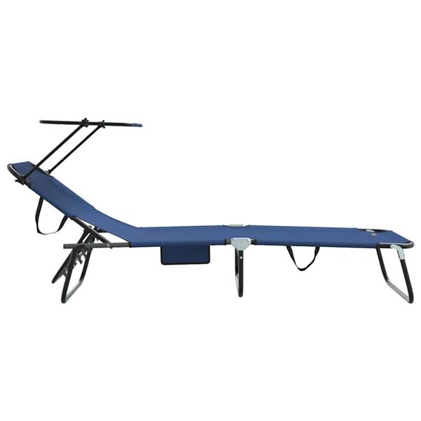 Grote foto vidaxl opvouwbare zonnebed blauw 190 x 57 x 81 cm oxford tuin en terras tuinmeubelen