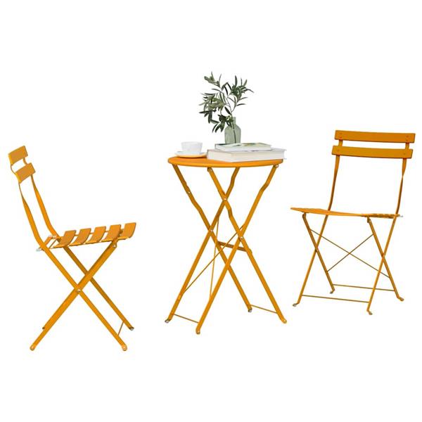 Grote foto vidaxl vouw bistro set 3 pcs mosterdgeel staal tuin en terras tuinmeubelen