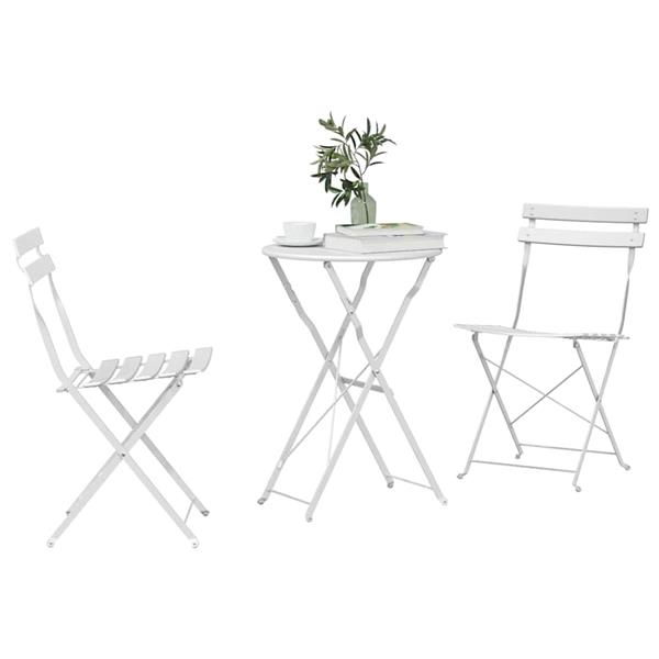 Grote foto vidaxl vouw bistro set 3 pcs wit staal tuin en terras tuinmeubelen