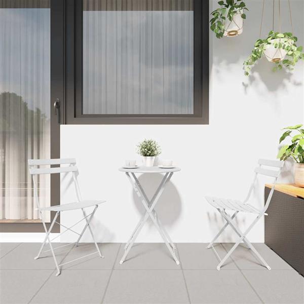 Grote foto vidaxl vouw bistro set 3 pcs wit staal tuin en terras tuinmeubelen
