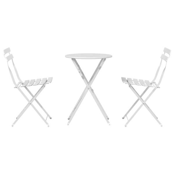 Grote foto vidaxl vouw bistro set 3 pcs wit staal tuin en terras tuinmeubelen