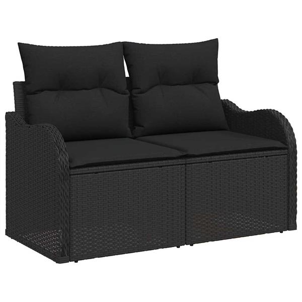 Grote foto vidaxl tuinbank met kussen zwart 121 x 62 x 69cm poly rattan tuin en terras tuinmeubelen
