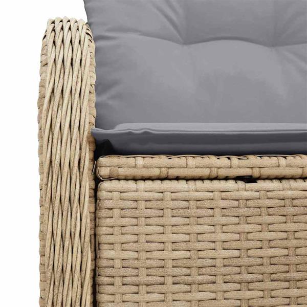 Grote foto vidaxl tuinbank met kussen beige 121 x 62 x 69cm poly rattan tuin en terras tuinmeubelen