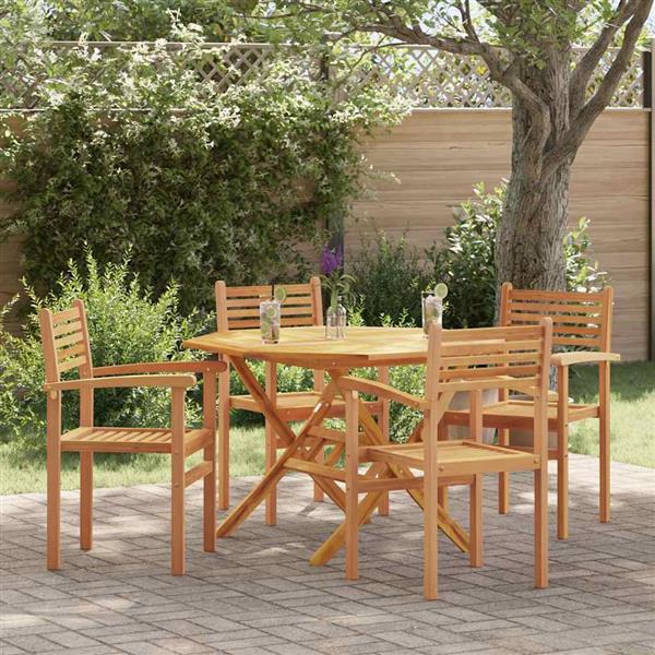 Grote foto vidaxl stoel 4 pcs bruin 56 x 55 x 90.5 cm massief teakhout tuin en terras tuinmeubelen