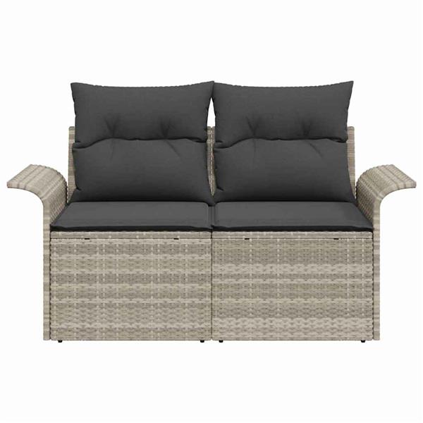 Grote foto vidaxl tuinbank met kussen lichtgrijs 141 x 62 x 69cm poly rattan tuin en terras tuinmeubelen