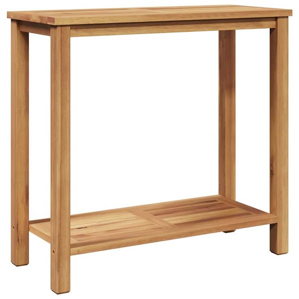 Grote foto vidaxl wandtafel met opslag bruin 80 x 35 x 75 cm massief teakhout tuin en terras tuinmeubelen