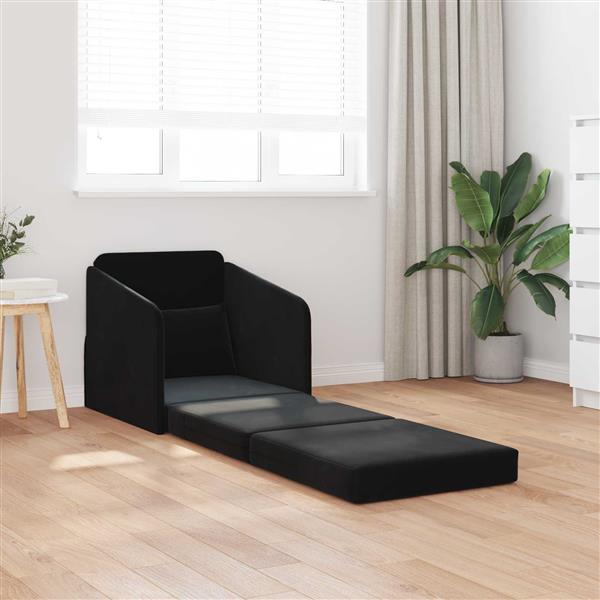 Grote foto vidaxl vouwsofa bed zwart 65 x 80 x 83 cm fluweel huis en inrichting bankstellen
