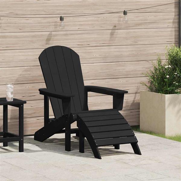 Grote foto vidaxl adirondack stoel zwart 82 x 74 x 92 cm hdpe tuin en terras tuinmeubelen
