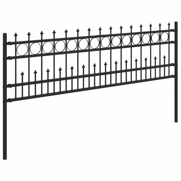 Grote foto vidaxl spike ring hek zwart 200 x 130 cm gepoedercoat staal tuin en terras hekken en schuttingen