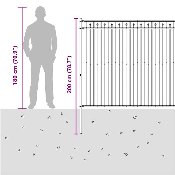 Grote foto vidaxl spike hek zwart 200 x 200 cm gepoedercoat staal tuin en terras hekken en schuttingen