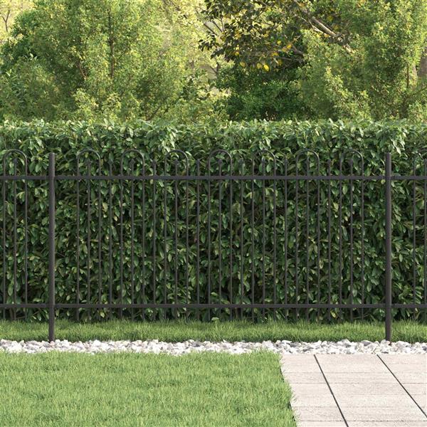 Grote foto vidaxl spike boog hek zwart 200 x 150 cm gepoedercoat staal tuin en terras hekken en schuttingen