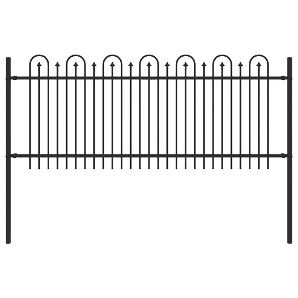 Grote foto vidaxl spike boog hek zwart 200 x 130 cm gepoedercoat staal tuin en terras hekken en schuttingen