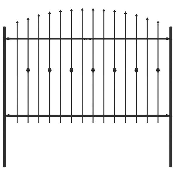 Grote foto vidaxl spike fence zwart 200 x 130 cm gepoedercoat staal tuin en terras hekken en schuttingen