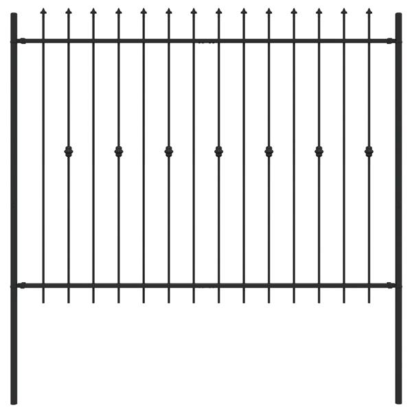 Grote foto vidaxl spike fence zwart 200 x 200 cm gepoedercoat staal tuin en terras hekken en schuttingen