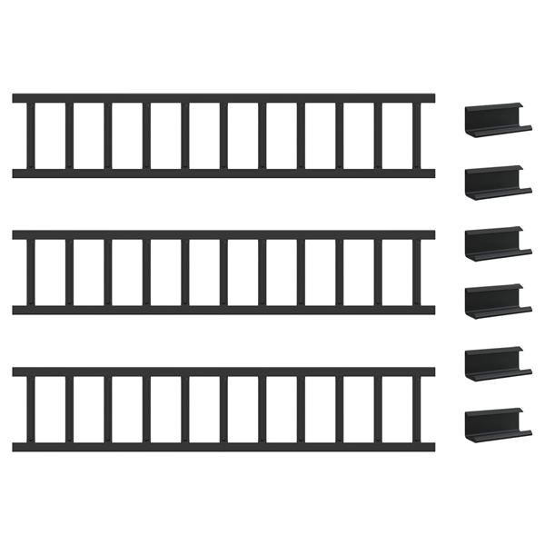 Grote foto vidaxl dak sneeuwbeugel zwart 300 x 2 5 x 20 cm staal tuin en terras hekken en schuttingen