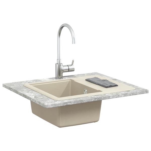 Grote foto vidaxl wasbak beige 560 x 460 mm 80 kwarts en 20 hars huis en inrichting keukens