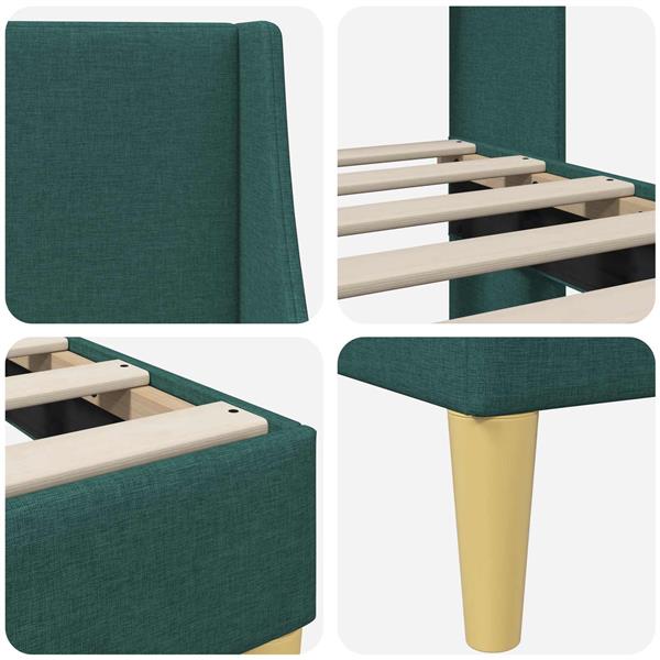 Grote foto vidaxl bedframe effen met hoofdeinde donkergroen 100 x 200 cm stof antiek en kunst stoelen en banken