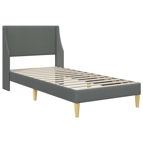 Grote foto vidaxl bedframe effen met hoofdeinde donkergrijs 100 x 200 cm stof antiek en kunst stoelen en banken