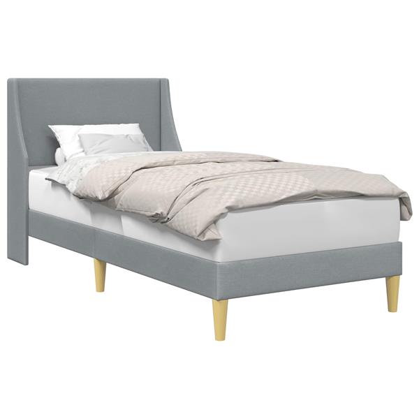Grote foto vidaxl bedframe effen met hoofdeinde lichtgrijs 100 x 200 cm stof antiek en kunst stoelen en banken