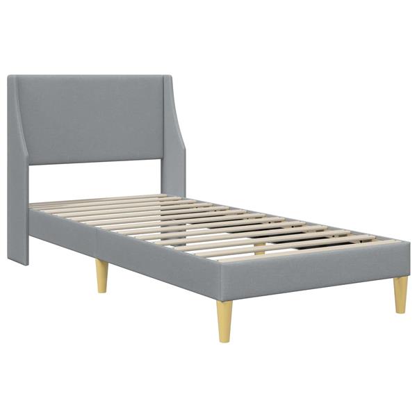 Grote foto vidaxl bedframe effen met hoofdeinde lichtgrijs 100 x 200 cm stof antiek en kunst stoelen en banken