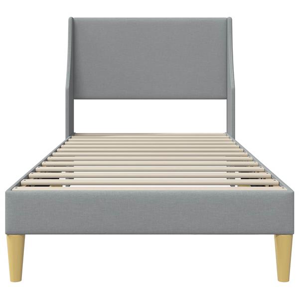 Grote foto vidaxl bedframe effen met hoofdeinde lichtgrijs 100 x 200 cm stof antiek en kunst stoelen en banken