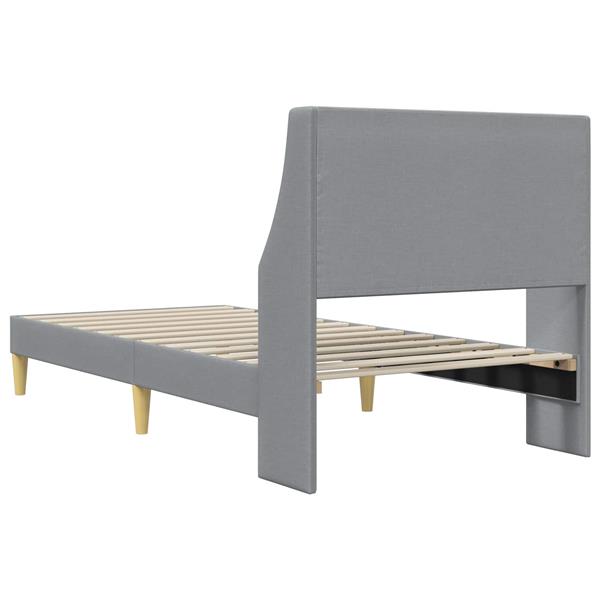 Grote foto vidaxl bedframe effen met hoofdeinde lichtgrijs 100 x 200 cm stof antiek en kunst stoelen en banken