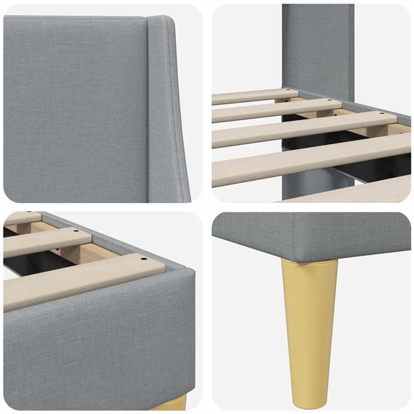 Grote foto vidaxl bedframe effen met hoofdeinde lichtgrijs 100 x 200 cm stof antiek en kunst stoelen en banken