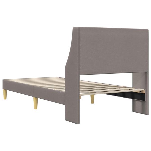 Grote foto vidaxl bedframe effen met hoofdeinde taupe 90 x 200 cm stof antiek en kunst stoelen en banken