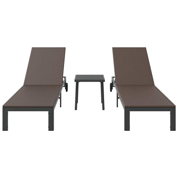 Grote foto vidaxl ligstoel 2 persoon 3 pcs bruin poly rattan tuin en terras tuinmeubelen