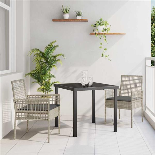 Grote foto vidaxl tuinstoel 2 pcs lichtgrijs 55 x 53 x 85 cm poly rattan tuin en terras tuinmeubelen