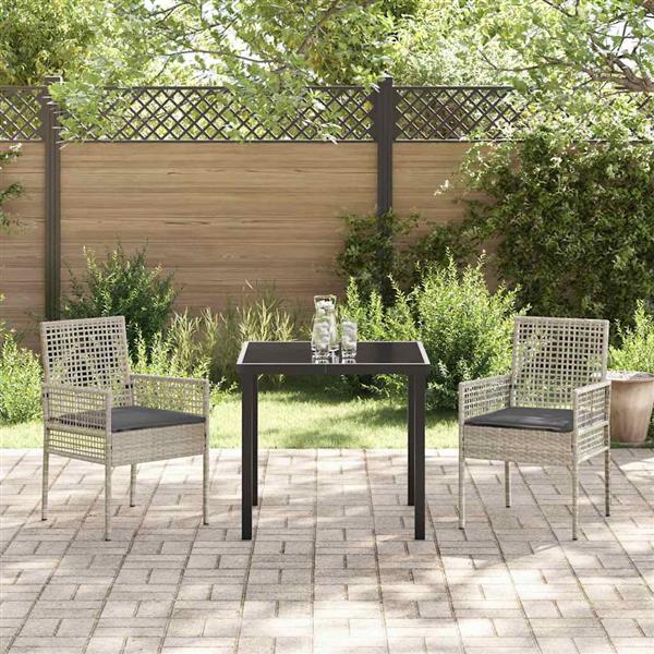 Grote foto vidaxl tuinstoel 2 pcs lichtgrijs 55 x 53 x 85 cm poly rattan tuin en terras tuinmeubelen