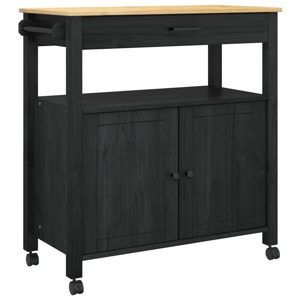 Grote foto vidaxl keuken trolley monza zwart 84 x 40 x 88 5 cm massief vurenhout huis en inrichting keukenbenodigdheden