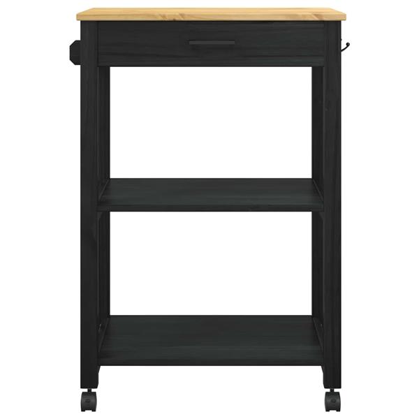 Grote foto vidaxl keuken trolley monza zwart 60 x 40 x 88 5 cm massief vurenhout huis en inrichting keukenbenodigdheden