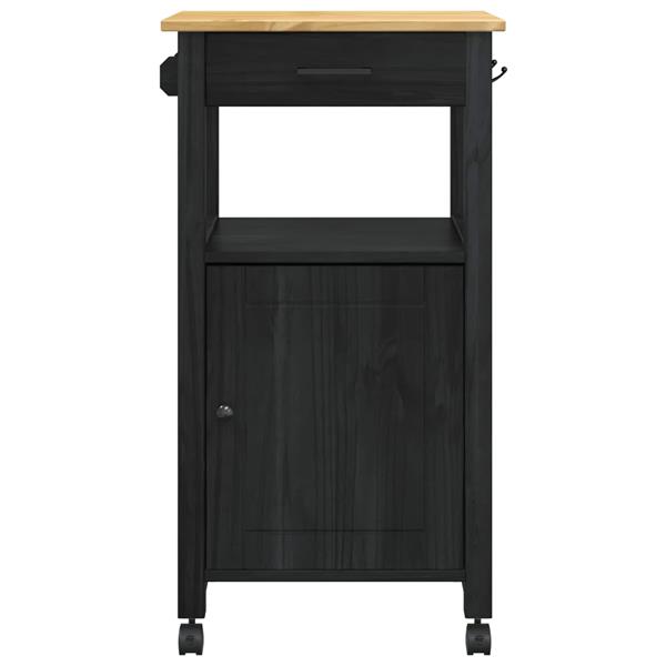 Grote foto vidaxl keuken trolley monza zwart 48 x 40 x 88 5 cm massief vurenhout huis en inrichting keukenbenodigdheden