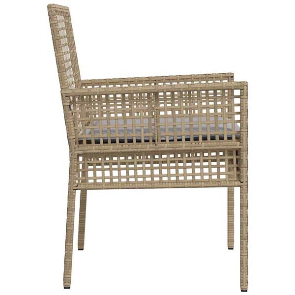 Grote foto vidaxl tuinstoel met kussen 2 pcs beige 55 x 53 x 85 cm poly rattan tuin en terras tuinmeubelen