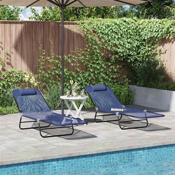Grote foto vidaxl opvouwbare zonnebed 2 pcs marineblauw 182 x 55 x 85 5 cm tuin en terras tuinmeubelen
