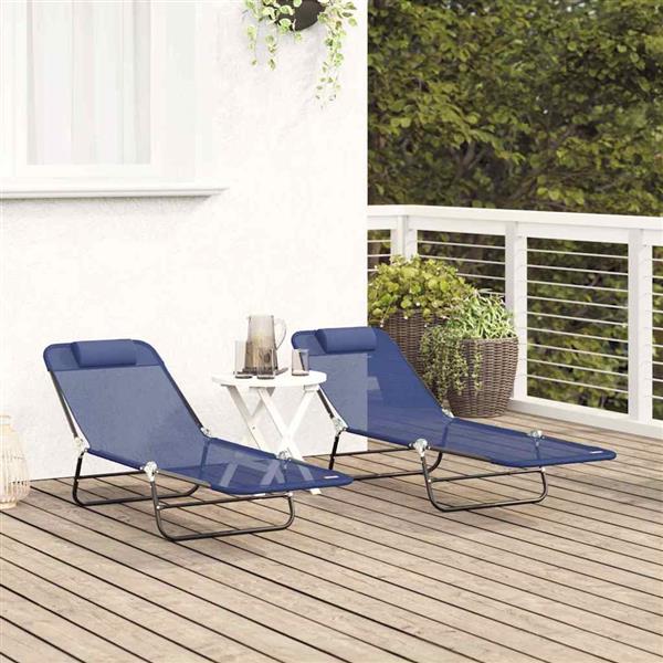 Grote foto vidaxl opvouwbare zonnebed 2 pcs marineblauw 182 x 55 x 85 5 cm tuin en terras tuinmeubelen