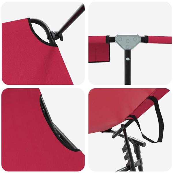 Grote foto vidaxl opvouwbare zonnebed rood 190 x 57 x 81 cm oxford tuin en terras tuinmeubelen