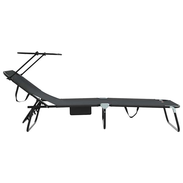 Grote foto vidaxl opvouwbare zonnebed zwart 190 x 57 x 81 cm oxford tuin en terras tuinmeubelen