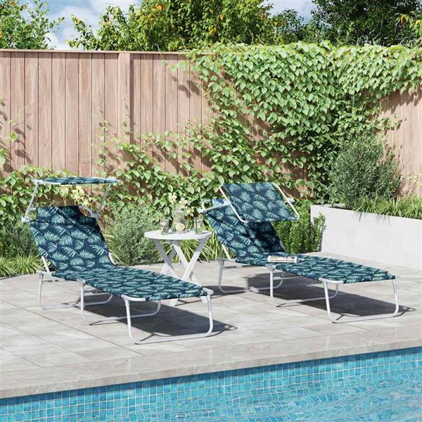 Grote foto vidaxl ligstoel 2 pcs groen 58 x 188 x 77cm polyester tuin en terras tuinmeubelen