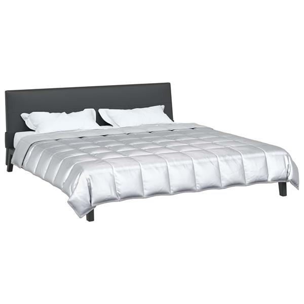 Grote foto vidaxl zomer dekbed zilver 200 x 220 cm satijn en microfiber huis en inrichting bedden