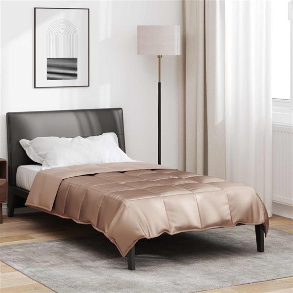 Grote foto vidaxl zomer dekbed goud 135 x 220 cm satijn en microfiber huis en inrichting bedden