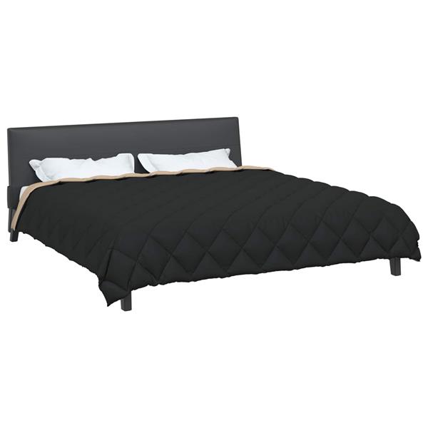 Grote foto vidaxl winter dekbed zwart en taupe 220 x 240 cm microfiber huis en inrichting bedden