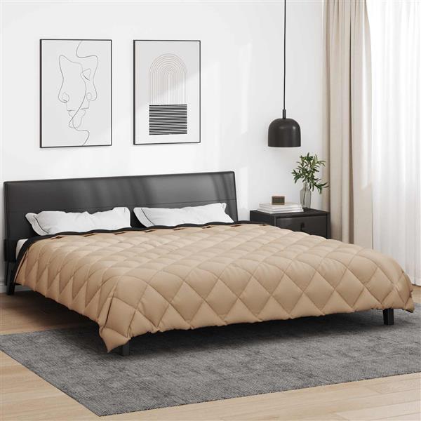 Grote foto vidaxl winter dekbed zwart en taupe 200 x 200 cm microfiber huis en inrichting bedden
