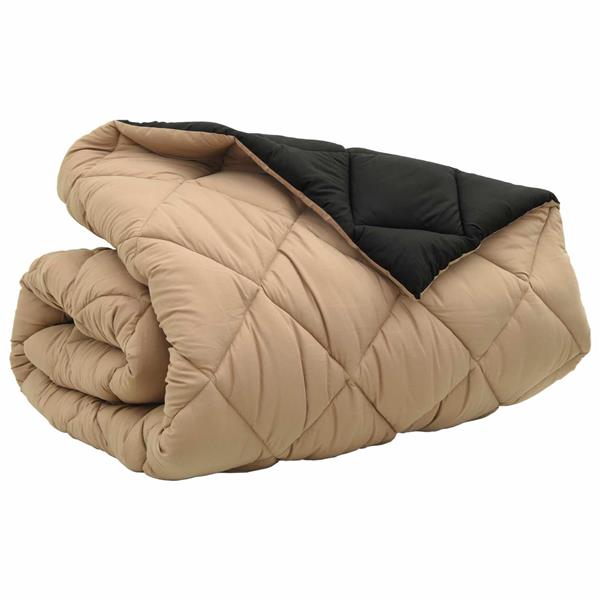 Grote foto vidaxl winter dekbed zwart en taupe 200 x 200 cm microfiber huis en inrichting bedden