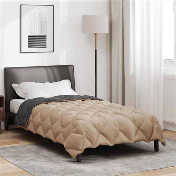 Grote foto vidaxl winter dekbed antraciet en taupe 200 x 140 cm microfiber huis en inrichting bedden